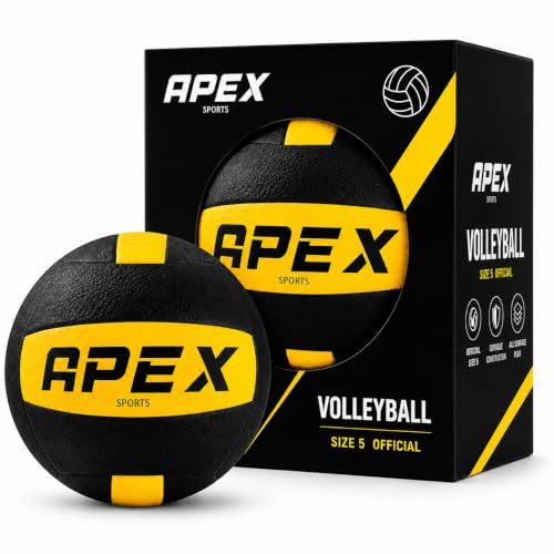 Apex Sports Professional Volleyball - Official Size & Weight, High-Visibility Black & Yellow, Variation: Volleyball