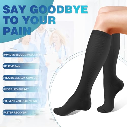 Cerpite 8 Pairs Compression Socks 20-30 mmHg for Men & Women - Large-XLarge Assorted (2-blackskin)