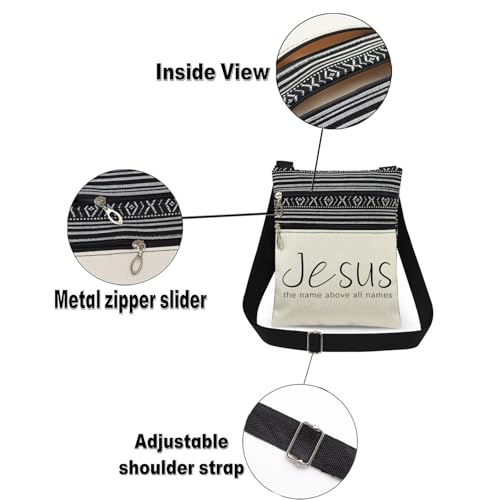 Jesus Print Adjustable Crossbody Messenger Bag - Dual Compartment