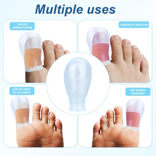 Waterproof Toe Protector - 4 Silicone Covers & Bandage for Big Toes