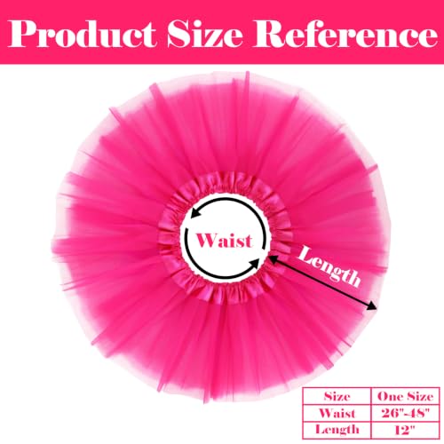Olreco Hot Pink 5-Layer Tutu Skirt for Women - Adult Flexible One Size Halloween