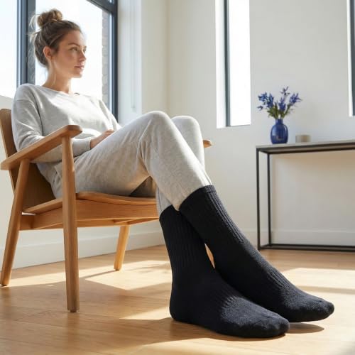 Looknniy 20 Pairs Women’s Athletic Crew Socks Moisture-Wicking Cushion - One Size Black