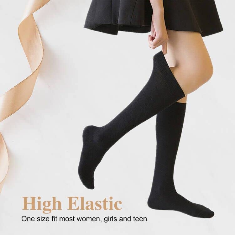 Women's Casual Knee High Socks - Striped Athletic Tube Socks - White