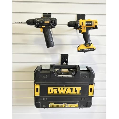 Power Tool Organizer for Slatwall, Garage Hooks for Hanging Yard Tools, Anti-Slip Weedeater Rack and Trimmer Holder, Versatile Slat Wall Drill Holder, 620 Series Slatwall Hooks