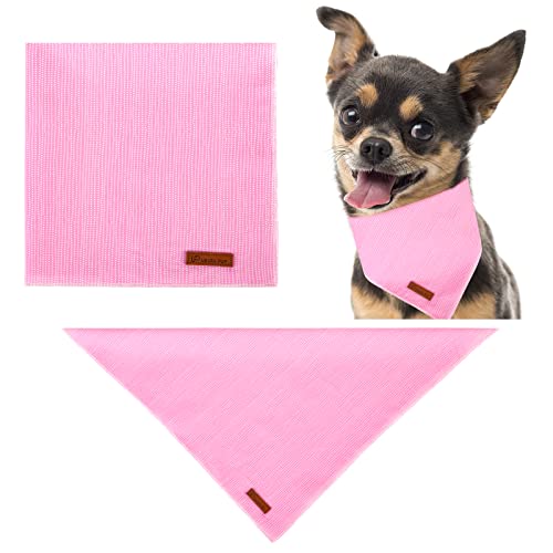 Cotton Dog Bandana - Washable Triangle Pet Scarf for Small Dogs - Pink Dot (S)