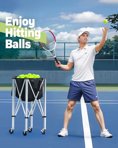 Tennis Ball Hopper Cart - Holds 150 Balls, Black