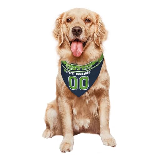 Personalized Seattle Dog Bandana - Custom Name & Number - One Size