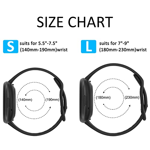 Fitbit Versa 4 & Sense Bands - Classic Soft Straps - Black/Black - Large