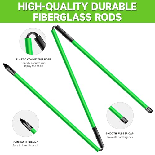 Collapsible Golf Alignment Sticks - 48" Green, 2 Pack with Case
