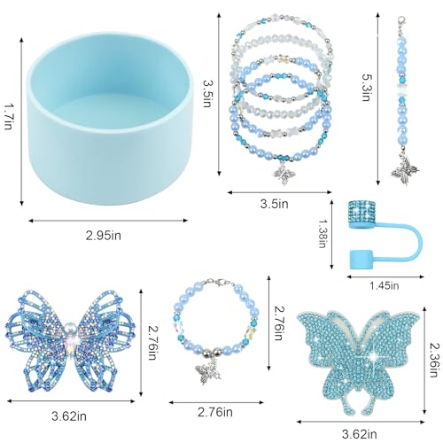 10PCS Blue Butterfly Accessories for Stanley Cup Tumbler