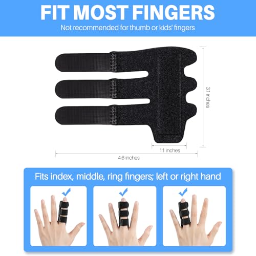 Finger Splint Brace for Index, Middle, Ring Fingers - 2 Pack