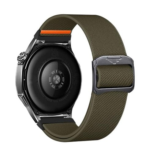 E ECSEM Nylon Bands Compatible with Carbinox X-Ranger/Vesta/Blaze Round/Blaze S, Replacement Adjustable Sport Breathable Trail Loop+Alpine Loop Band Wristbands for Carbinox Smartwatch (Black&Green)