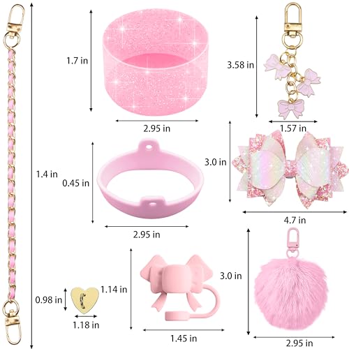 Bling Bow Tumbler Accessories Set for Stanley Cup - A1 Pink