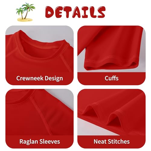 Boys Neon UV Sun Protection Swim Shirt - 7-8 Years / Red