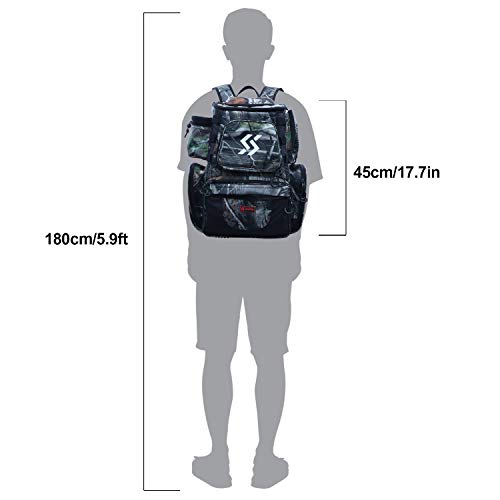 Sougayilang Waterproof Camouflage Fishing Tackle Backpack with 4 Trays