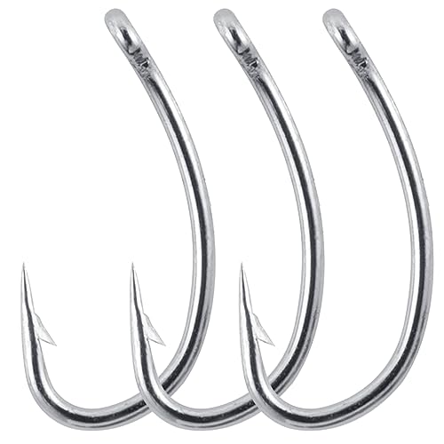 Curved Shank Fly Tying Hooks - 100 Pack #14 Nickel for Freshwater & Saltwater