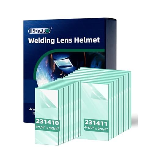10 per pack - 231410 231411 Inside Outside Clear Cover Lens Kit Front Cover Lens - Welding Helmet Lens Replacement - Ultra-Clear Scratch Resistant Welding Lens