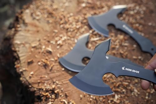 Deer Edge Black Throwing Axe Set 6 Pack, 11.5" Full Tang Hatchets for Target Practice & Competition - Blank Black Variation