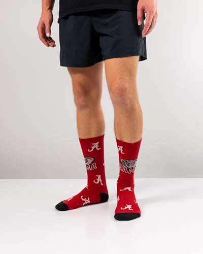 Calf Length Game Day Socks - Large - Crimson/Black/White