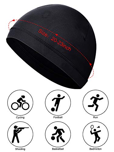 Men's Cooling Skull Cap - Sweat Wicking - Medium Black & Camouflage