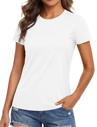 Women's Quick Dry Athletic Rash Guard - UPF 50+ - White, Medium