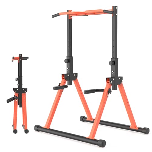 Foldable Pull Up Dip Stand for Upper Body Workout - Orange
