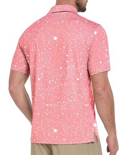 ZITY Men's Golf Polo Shirt - Short Sleeve, Moisture-Wicking, Splash Paint (Medium/B Splashed Paint)