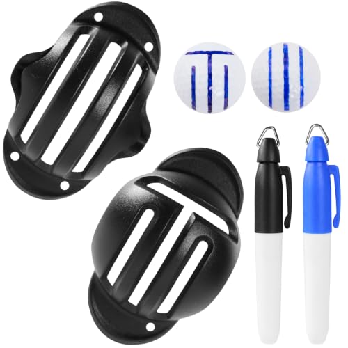 Golf Ball Marker Alignment Kit - 4-Piece Stencils & Pens