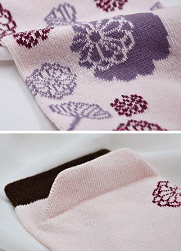Hellomamma Cotton Flip Flop Socks for Women, Split Toe Style, Flower, Size 6-9.5