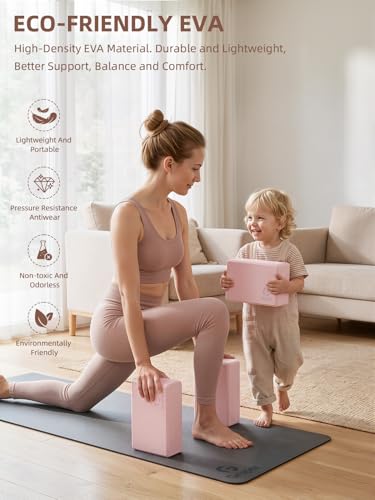 Yoga Blocks 2 Pack - Light Pink High-Density EVA Foam Props