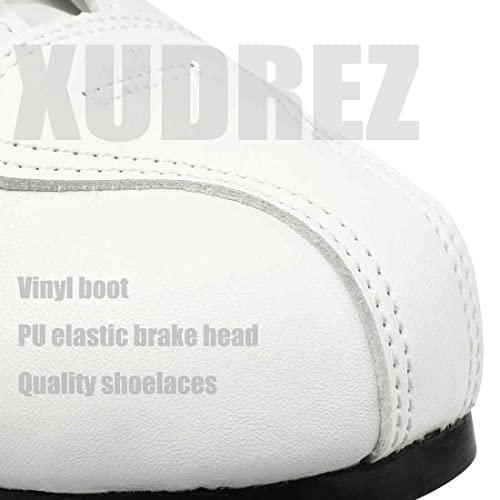 XUDREZ White Flash Wheel High-Top Double-Row Leather Roller Skates for Men Women 8.5-10