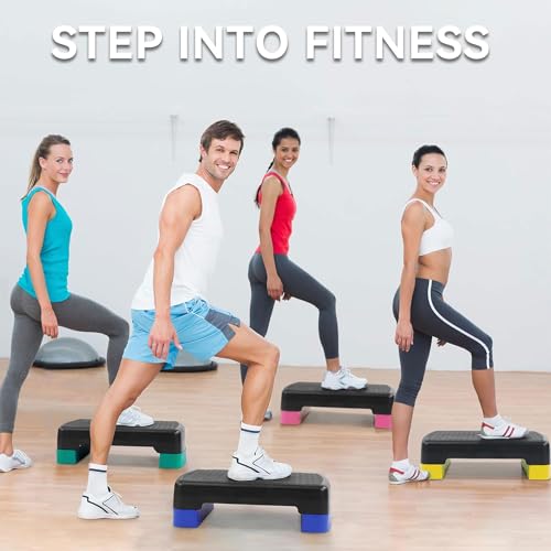 Aerobic Step Platform Trainer with Adjustable Risers - Black & Green
