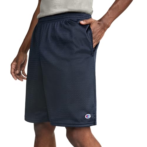Champion Men's Mesh Gym Shorts Large Tall Navy with C Patch Logo