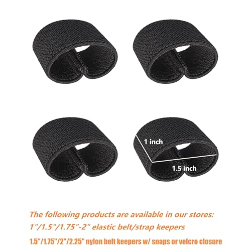 Elastic Belt Keepers for 1.75"-2" Wide Straps - Black, 4 Pcs