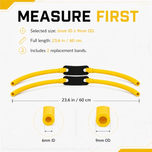Heavy Duty Slingshot Replacement Bands - Natural Latex Tubes with Pouch, 2 Pcs (6-9mm)