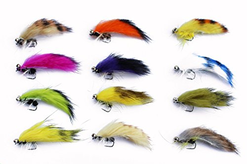 Tigofly 12pcs Weighted Zonker Streamer Trout Flies #6 for Fly Fishing