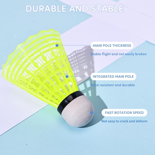 12 Pack Nylon Badminton Shuttlecocks - Durable & Stable Birdies