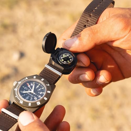 Sun Company WristTurtle Armoured Wrist Compass with Hinged Cover – Readable on Watch Band