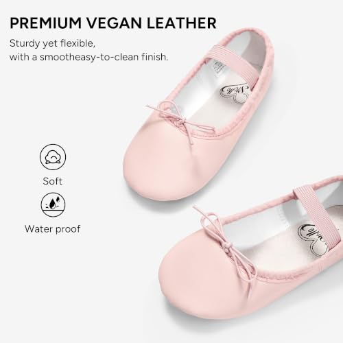 Toddler Ballet Shoes - PU Leather Upper with Drawstring - Ballet Pink