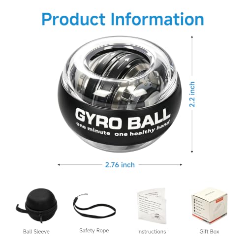 Gyroscopic Hand Exerciser with Color-Changing Light - 1-Pack