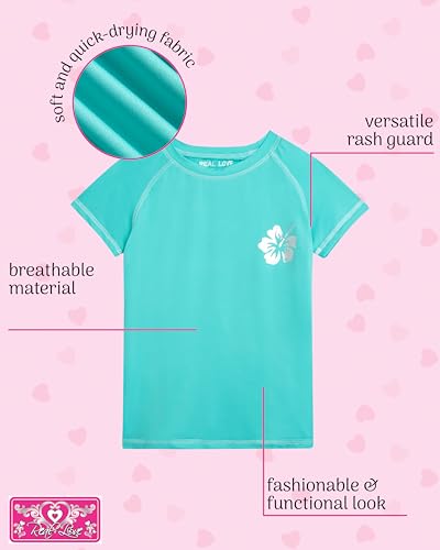 Girls Short Sleeve Rash Guard Swim Shirt - Mint, 6X
