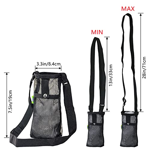 Water Bottle Carrier Bag - 2PCS with Strap and Pocket - Small Black