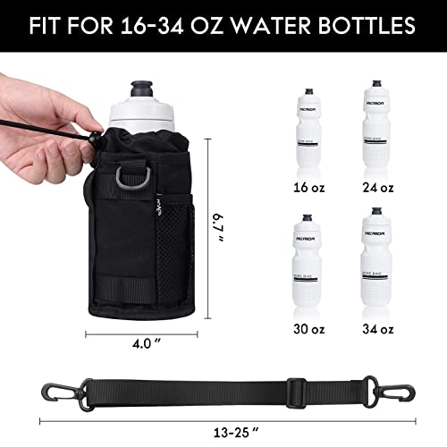 Bike Cup Holder with Mesh Pocket - Black Bicycle Water Bottle Holder