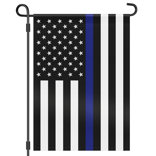 Double Sided Thin Blue Line Police Garden Flag - 12.5 x 18 Inch
