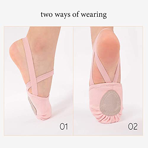 Pink Girls Kids Dance Shoes Half Sole Ballet Turners - Small, EASTBUDDY