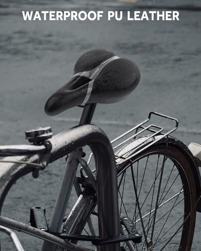 MXMXK Gray Bicycle Seat Cushion Replacement - Comfortable Memory Foam Bike Saddle for Men & Women