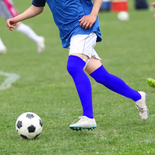 Over the Knee Baseball Socks - Extra Long Soccer Socks - Blue, Medium