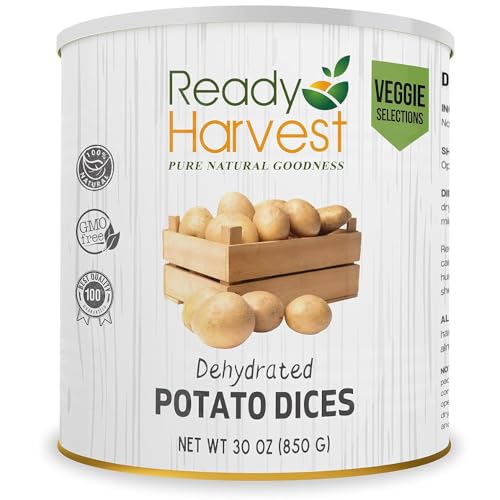 Ready Harvest Dehydrated Potatoes - Long Shelf Life Emergency Food, 30-Year Storage, Diced for Cooking & Camping