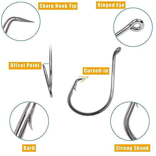 Saltwater Circle Hooks - 2X Strong Black Nickel Fishing Hooks - #4, 100pcs
