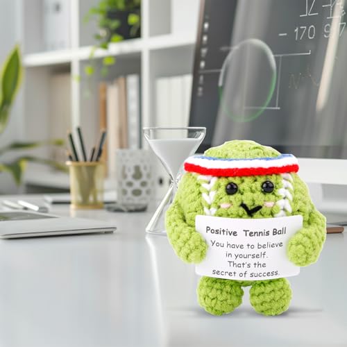 Cute Crochet Positive Tennis Ball with Inspirational Card